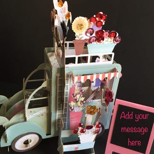Buon compleanno/Guarisci presto/Migliore amico/Ti penso/Tutto il meglio/San Valentino/Festa della mamma/Furgone di fiori pop-up 3D/Cartolina fatta a mano