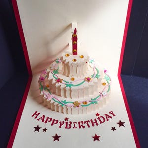 Pop Up Karte Geburtstag/Für Ihn/Sie/Feier/Glückwünsche/Student/Student/in/Mutter Tochter Sohn Vater/Geburtstagskuchen