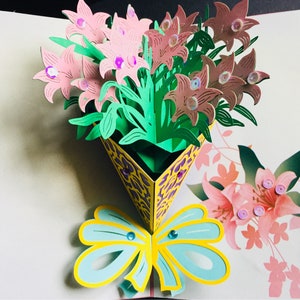 Gelukkige verjaardag/NHS/Thanksgiving/Beterschap/Bedankt/Thinking of You/Valentijnsdag/Moederdag/3D pop-up handgemaakte boeket bloemen