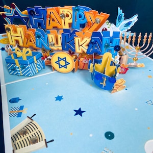 Handmade Hanukkah Card: 3D Menorah, Jewish Greeting Card