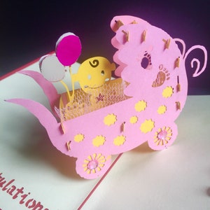 Biglietto per neonata/Nuovo arrivo/Benvenuto in famiglia/Biglietto per neonata/Congratulazioni/Biglietto per genitorialità/Biglietto pop-up per bambina
