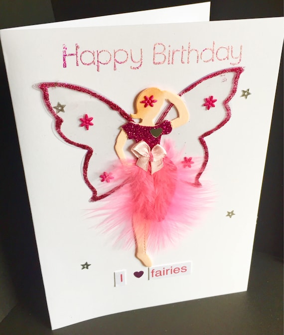 Cartolina Musica Luci Biglietto Compleanno 3D Fata Per 4 Anni