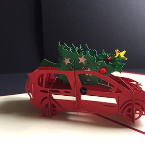 Merry Christmas/Seasons Greetings/Happy Holidays/3D Pop Up Christmas Trees On Your Car Handmade Card
