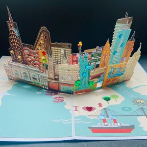 Carte pop-up Joyeux anniversaire/Juste pour dire/Guérir de guérison/Célébration/Pour lui Pour elle/Fiançailles/Félicitations/Saint-Valentin/Fête des Mères/Carte pop-up New York