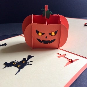 Happy Halloween/Trick or Treat/Ghostly Spooky Wishes/Einladung/3D Pop Up Kürbis Handmade Karte