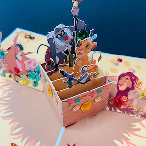Feliz aniversário/Para ele/Ela/Celebração/Parabéns/Crianças/Príncipe/Princesa/Melhoras/Só para dizer/Rei Leão do Zoológico da Selva Cartão Pop Up Feito à Mão