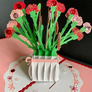 Bon rétablissement/Je pense à vous/Juste pour dire/Meilleurs voeux/Pâques/Joyeux anniversaire/Fête des Mères/Saint-ValentinCarte pop-up fleurs 3D