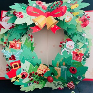 Vrolijk kerstfeest/Seizoenswensen/Fijne feestdagen/3D pop-up kerstrif handgemaakte kaart