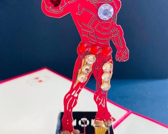 Joyeux anniversaire / Fête des pères / Pour lui pour elle / Juste pour dire / Célébration / Joyeux Noël / Fête des mères / Carte 3D Iron Man Pop Up faite à la main