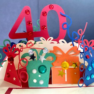 Gelukkige verjaardag / 40e verjaardag / Coming Of Age / Viering / Gefeliciteerd / Just To Say / Party-uitnodiging / 3D handgemaakte 40e pop-upkaart