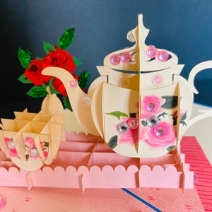 Gelukkige verjaardag/Moederdag/Pasen/Beterschap/Beste vriend/Thinking Of You/All The Best/18e/21e/Valentijnsdag/PopUp Tea voor twee handgemaakte kaart