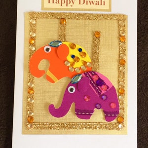 Carte de vœux Diwali/Happy Diwali/Indian Celebration/Hindu Festival /Sikh Celebration/Festival of Lights/ Elephant Handmade Card