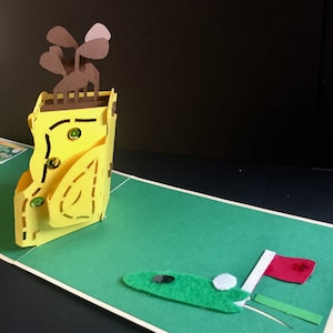 Dia dos Pais/Feliz Aniversário/Só para Dizer/Jogador de Golfe/Fã de Esportes/Tiger Woods/Cartão Pop Up 3D Feito à Mão para Caddy de Golfe