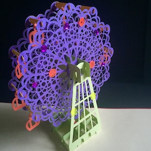 Buon compleanno/San Valentino/Guarisci presto/Migliore amico/Ti penso/Tutti i migliori/Festa della mamma/Cartolina fatta a mano con ruota panoramica pop-up 3D