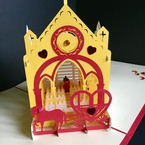 Bruiloft/bruid & bruidegom kaart/op uw trouwdag/gefeliciteerd/huwelijk/speciale gelegenheid/3D pop-up bruiloft handgemaakte kaart