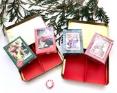 Two Double Decks Vintage Christmas Playing Cards in Tins Coca Cola Santa Norman Rockwell Santa Saturday Evening Post