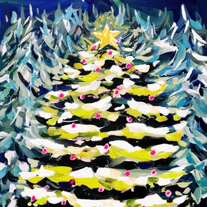 PRINT on Paper or Canvas, "Christmas Tree at Night"