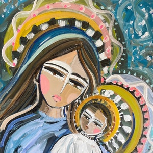 PRINT on Paper or Canvas, "Mary and Baby"