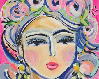 Abstract Portrait PRINT, woman portrait print on paper or canvas, "Paulette"