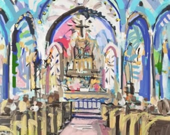 PRINT of Church Interior on Paper or Canvas, "Church 2"