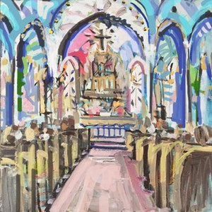 PRINT of Church Interior on Paper or Canvas, Church 2 image 1