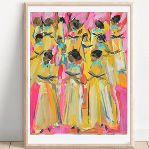 Figurative Print on Paper or Canvas &quot;Gospel Choir, Pink&quot;