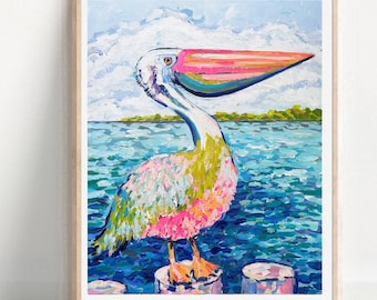 IMPRESSION de pélican sur papier ou toile, « King Pelican