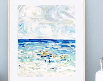 Beach PRINT on Paper or Canvas, "Waves"
