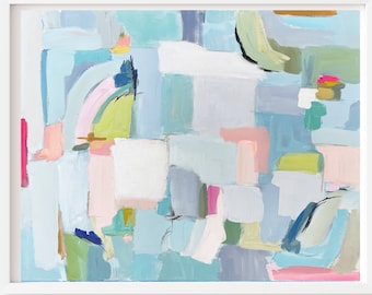 Abstract PRINT on Paper or Canvas, "Pastel Blues 1"
