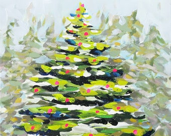 Christmas Tree PRINT on paper or canvas, Christmas art, holiday art