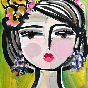 Girl PRINT on paper or canvas, abstract face &quot;Zuzu&quot;