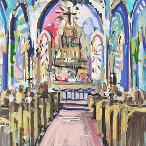 PRINT of Church Interior on Paper or Canvas, Church 2 image 4