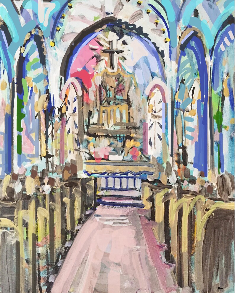 PRINT of Church Interior on Paper or Canvas, Church 2 image 4