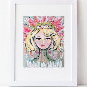 Woman Print portrait impressionist modern abstract girl print paper