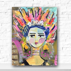 Warrior Girl Print portrait impressionist modern abstract girl 8x10 16x20