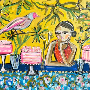PRINT on Paper or Canvas, &quot;Color Dream with Bird&quot;