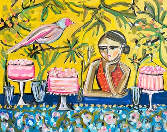 PRINT on Paper or Canvas, "Color Dream with Bird"