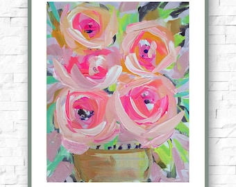 PRINT on Paper or Canvas, "Funky Roses"