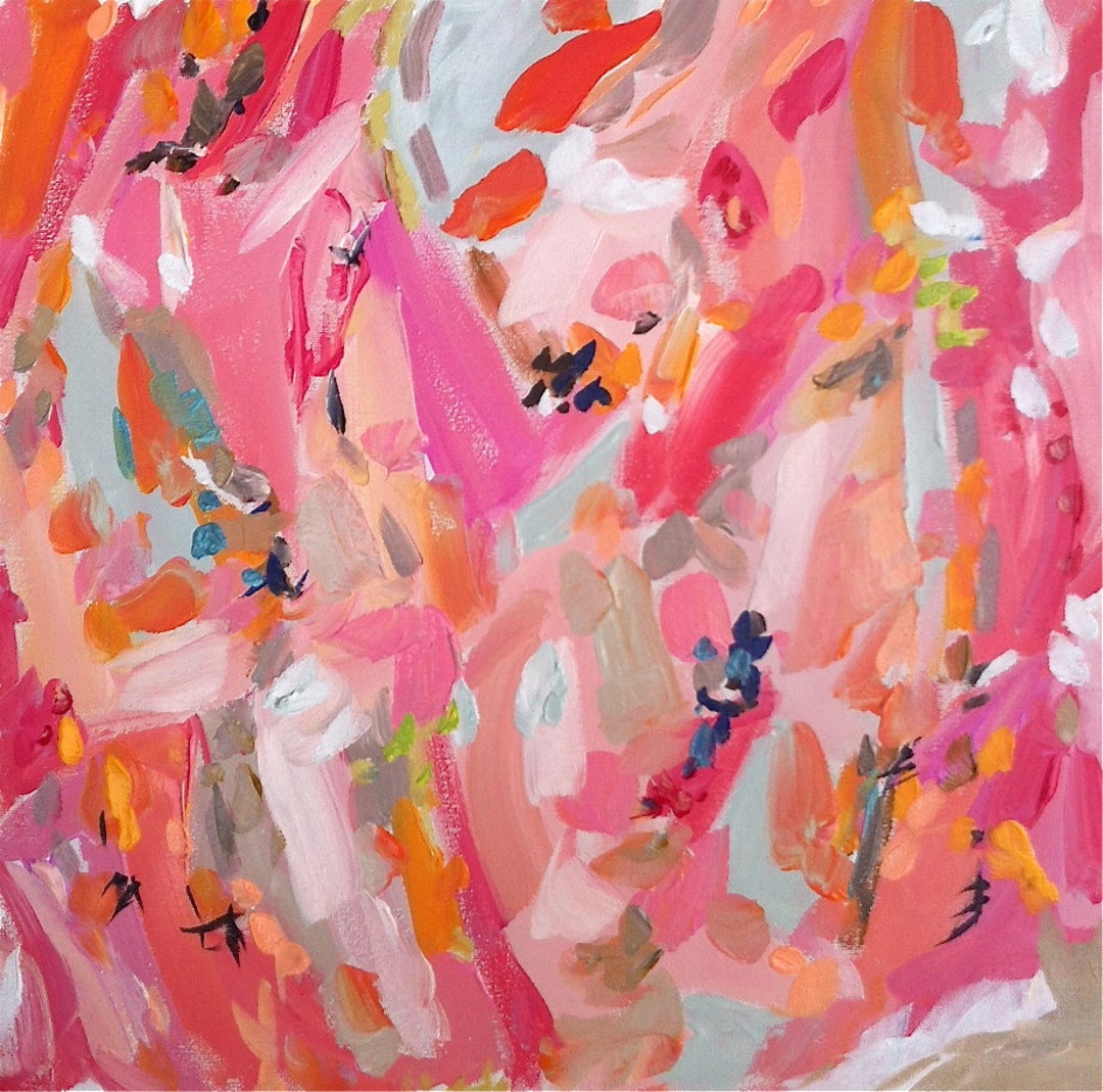 Abstract Painting Print, Abstract Art on Paper, Pink Coral Print, Large