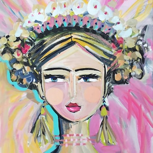 Warrior Girl Print woman art impressionist modern abstract girl paper or canvas &quot;Joy&quot;