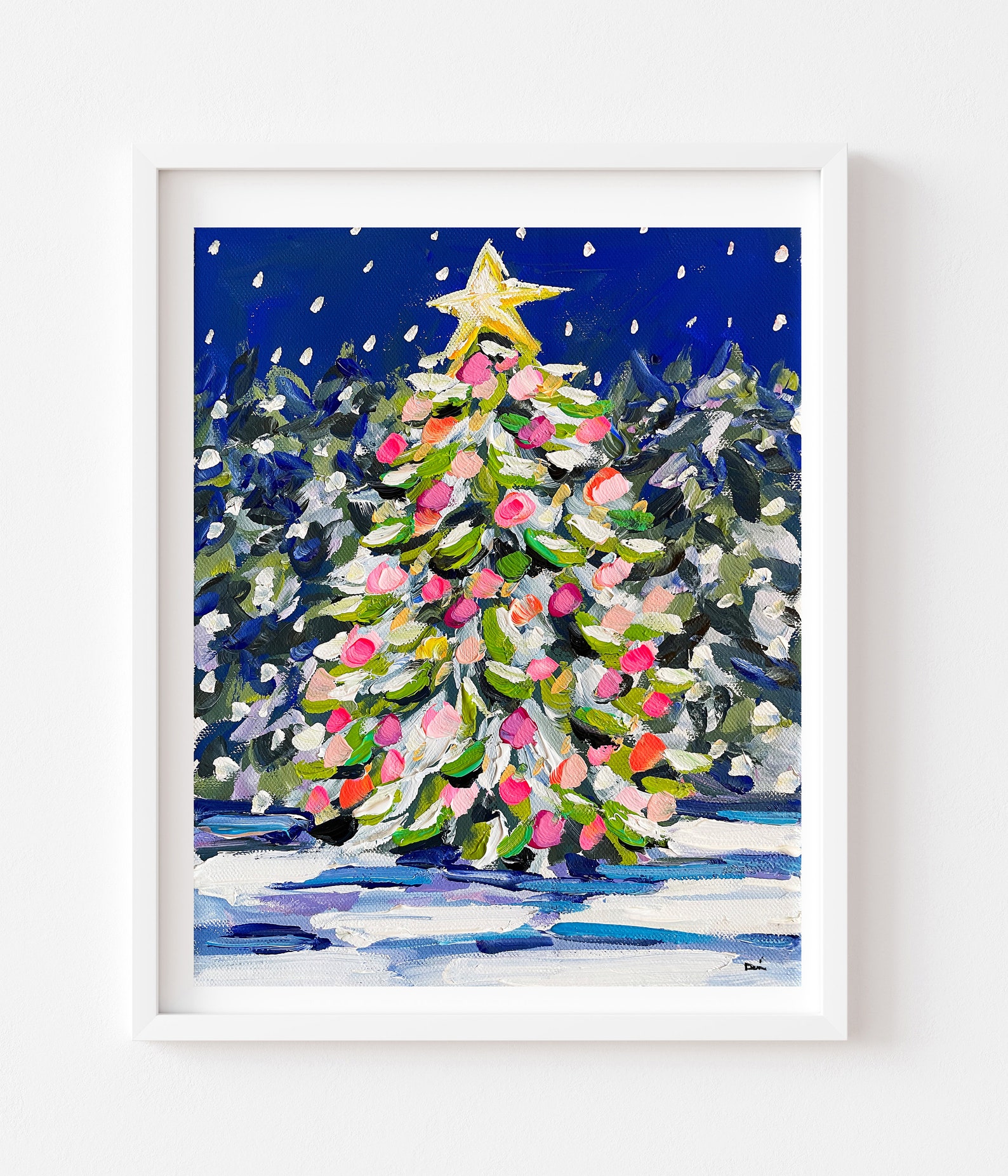 Christmas Tree Print on Paper or Canvas Print of Original - Etsy