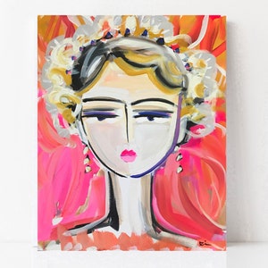 Abstract Portrait PRINT, paper or canvas, Warrior Girl, woman portrait, ROSE image 2