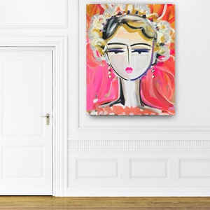 Abstract Portrait PRINT, paper or canvas, Warrior Girl, woman portrait, ROSE image 3