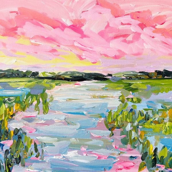 Marsh PRINT on Paper or Canvas, "Sunrise Marsh"
