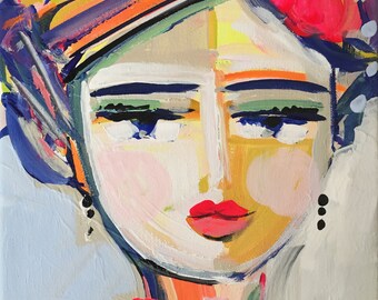 Abstract Portrait PRINT, medium, woman portrait, Abstract Girl, orig. on canvas