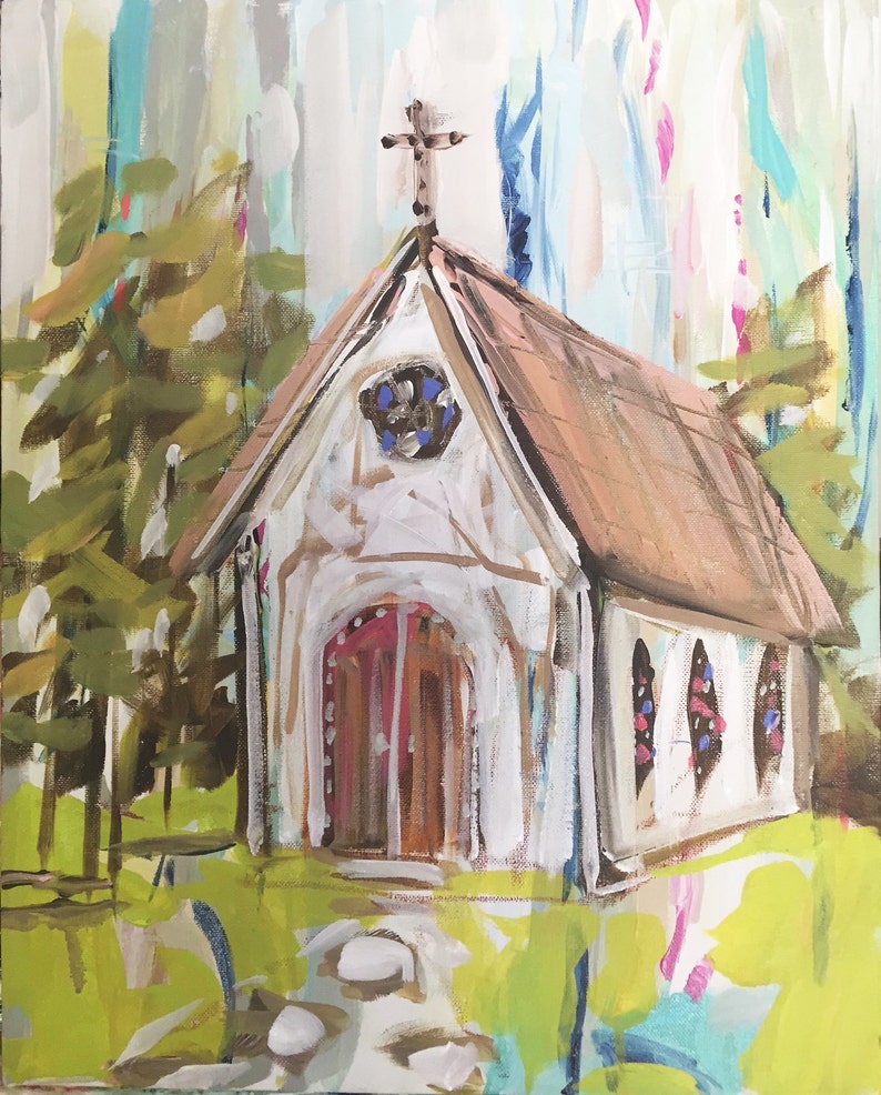 Abstract church painting church painting vintage church Etsy