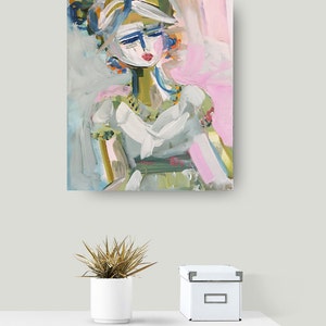 Abstract Figure PRINT, 5x7, 8x10, 11x14, 16x20, 24x30 Girl in Dress, woman art, canvas or paper image 2