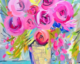 Floral Art Print "Queen Bee" Flowers, Abstract