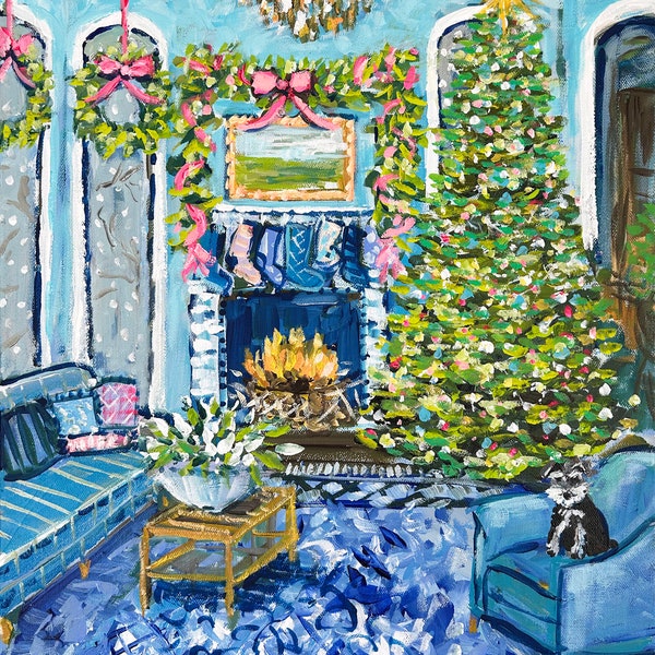 Blue Christmas Print: Holiday Home Art, Maren Devine Print