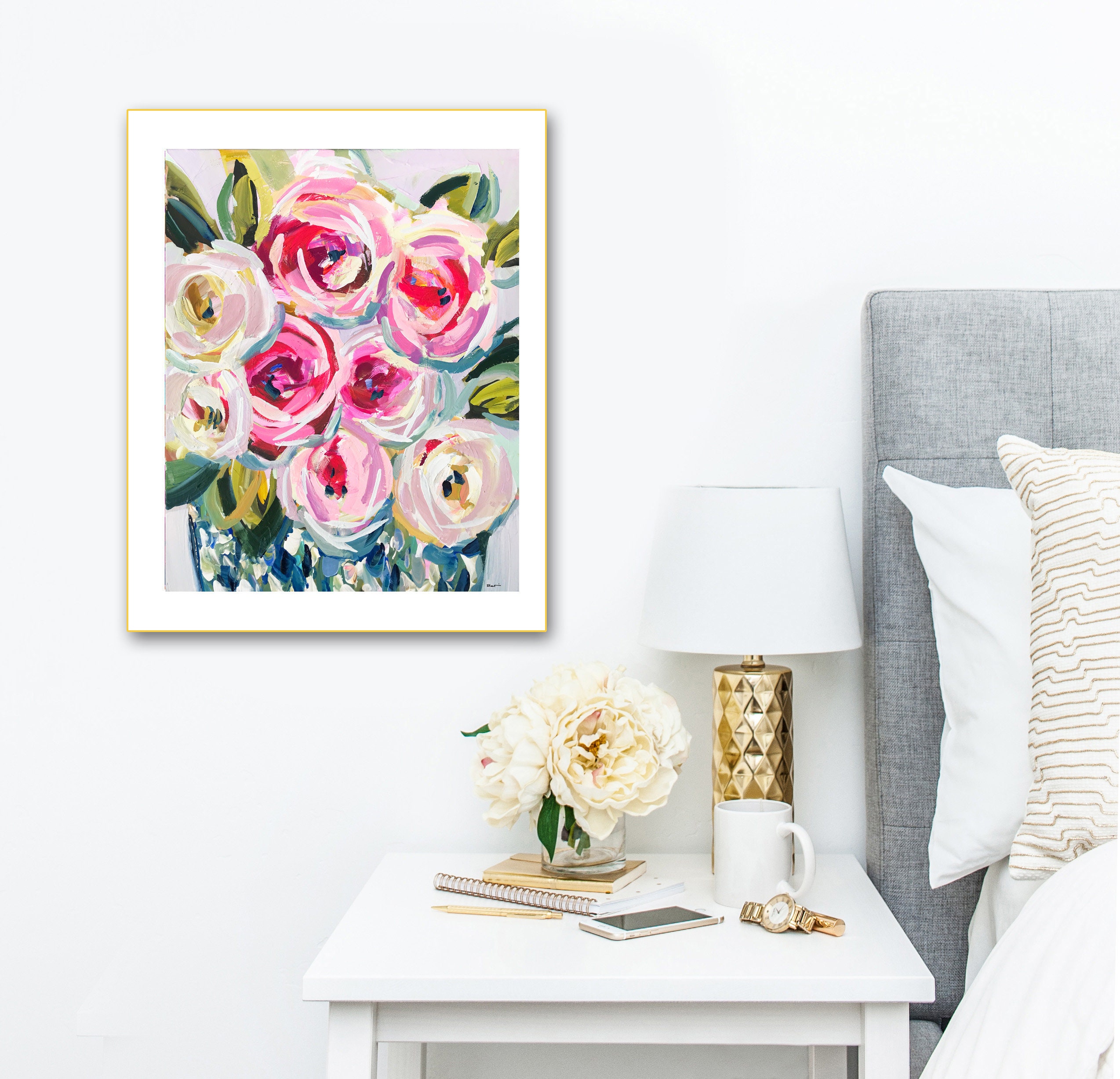 PRINT on Paper or Canvas rose Abstract - Etsy